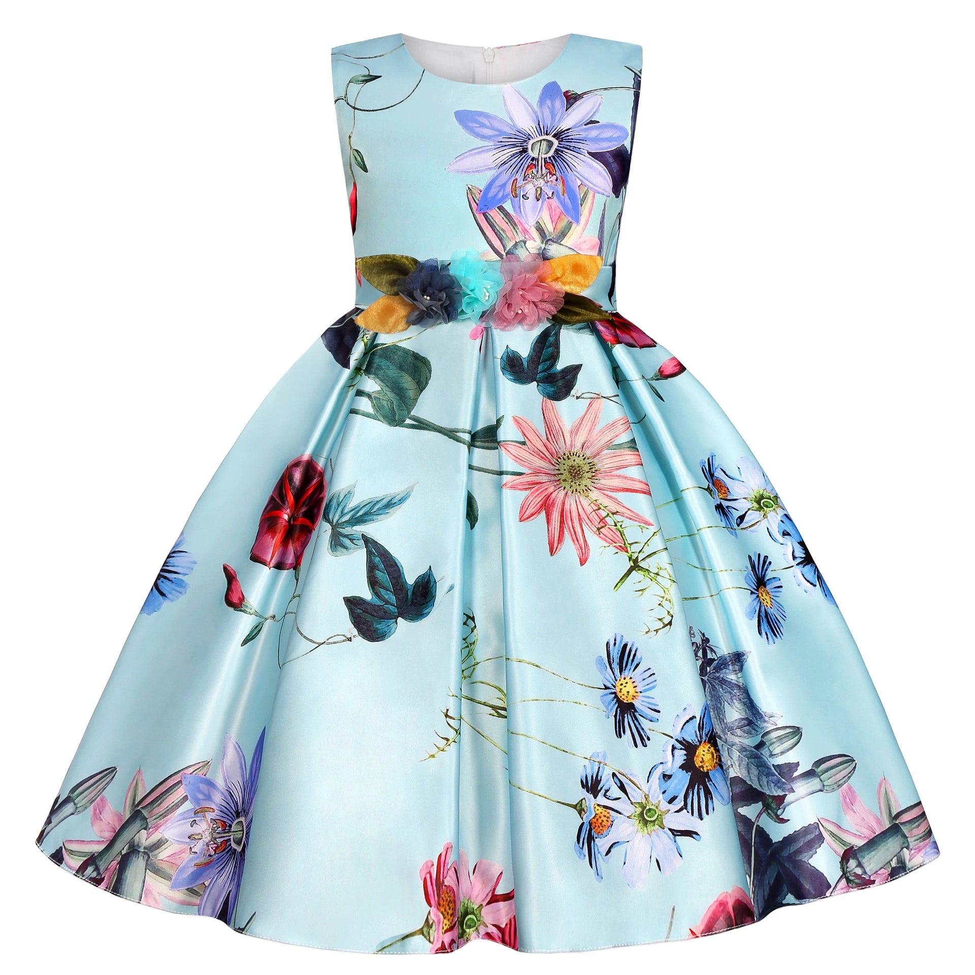 Baby Girls Flower Striped Dress For Girls Floral Wedding Party Dresses Kids Princess Christmas Dress Children Girls Clothing-Dollar Bargains Online Shopping Australia