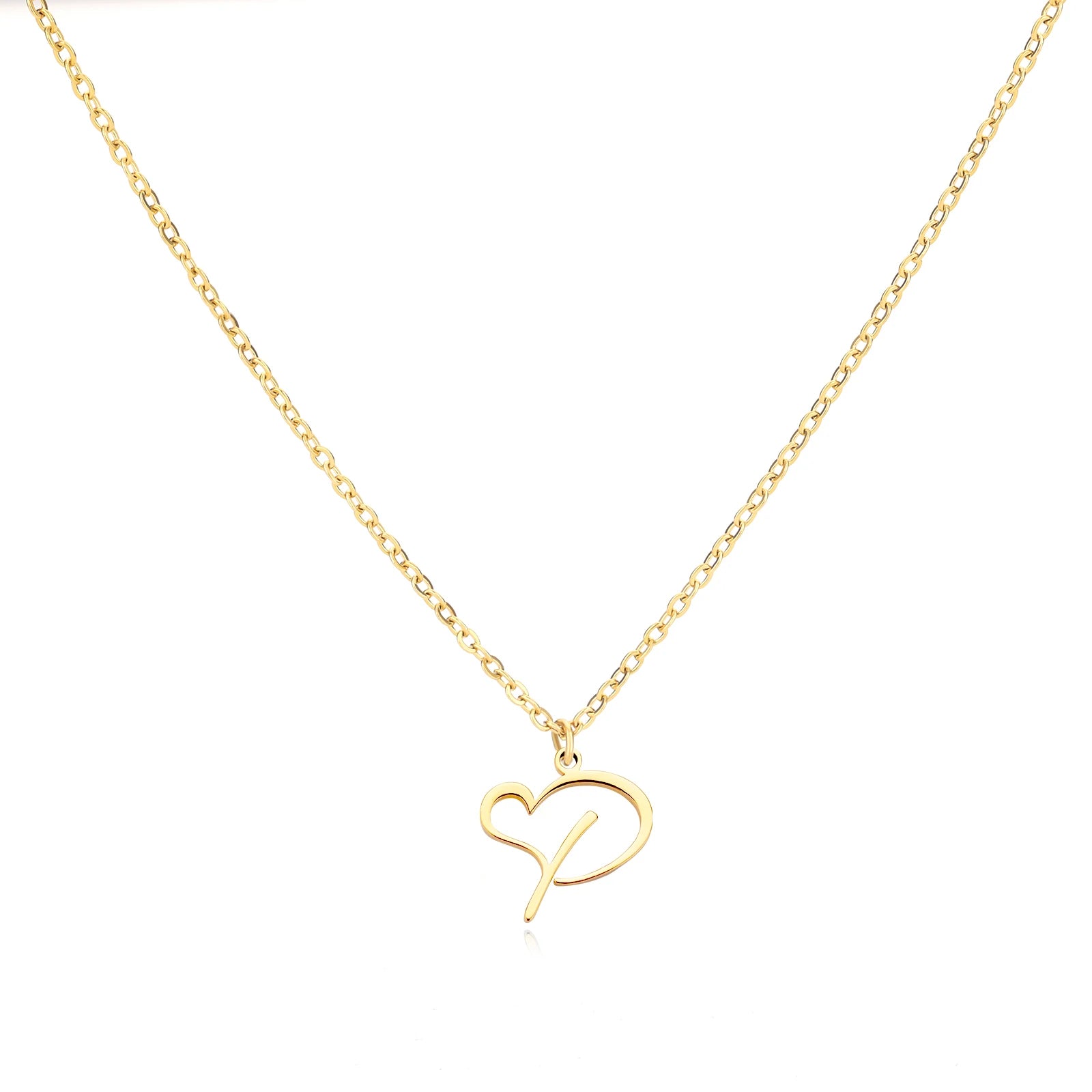 Heart Initial Letter Necklace for Women Gold Color Stainless Steel Necklace Jewelry Wedding Birthday-Dollar Bargains Online Shopping Australia