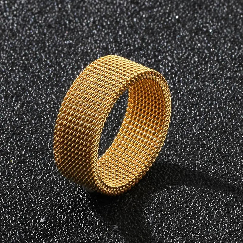 8mm Wide Stainless Steel Rings Titanium Couple Rings Deformable Mesh Accessories for Women Men Jewelry Wedding Gift-Dollar Bargains Online Shopping Australia