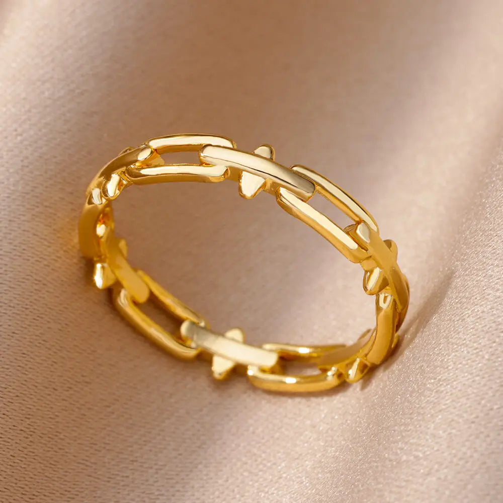 Stainless Steel Heart Rings for Women Vintage Gold Color Twist Barbed Wire Finger Ring Aesthetic Jewelry Gifts-Dollar Bargains Online Shopping Australia