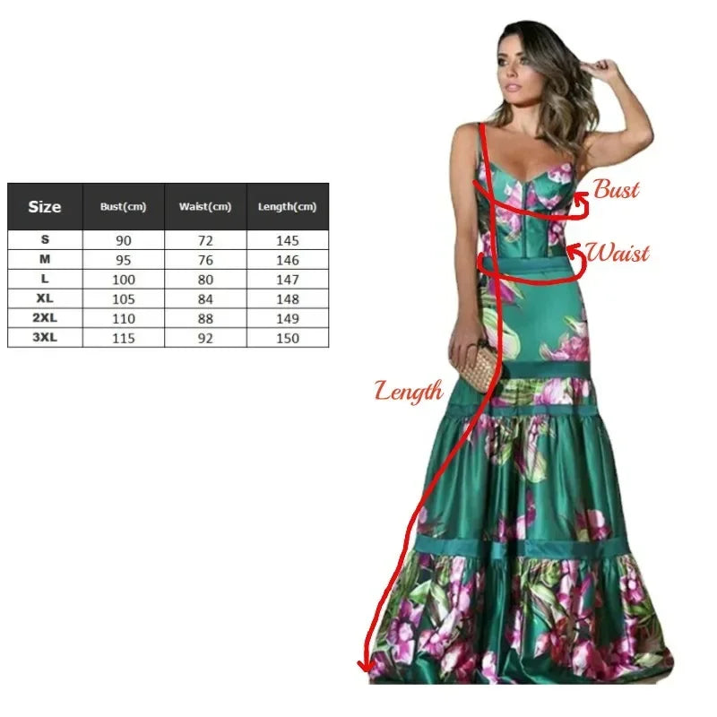 Women Boho Sexy Suspender Print Maxi Dress Sleeveless Long Skirt Fashion Woman Clothing Vestidos-Dollar Bargains Online Shopping Australia