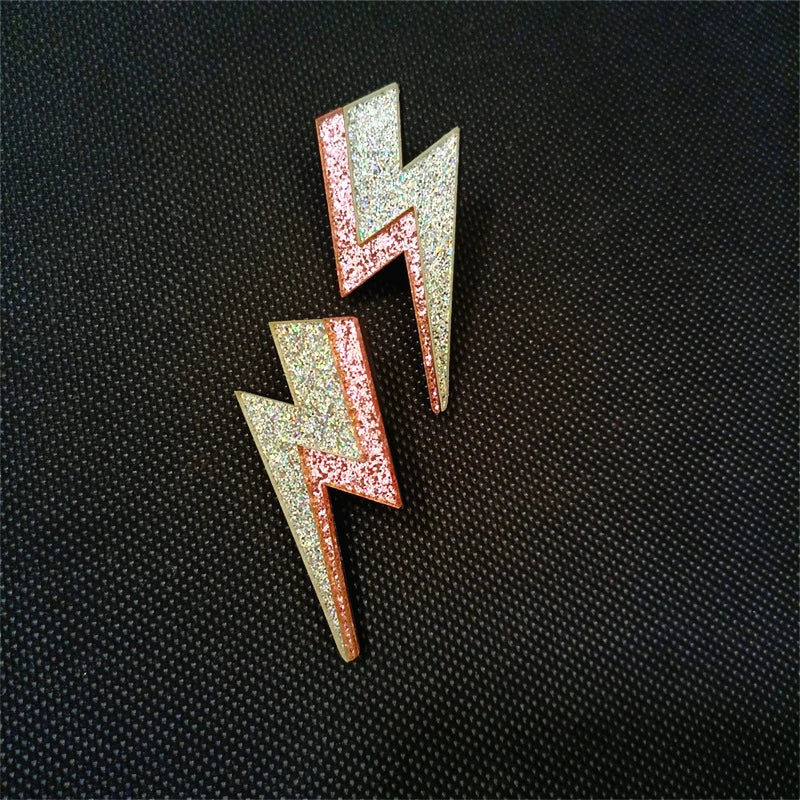 Glitter Lightning Acrylic Stud Earrings For Women Multicolor Jewelry Mirror Trendy Fashion Summer Classic Accessories-Dollar Bargains Online Shopping Australia