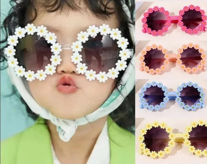 Girl Sunflower Round Flower Cute Ladies Fashion Sun Shade Glasses Children's Daisy Sunglasses Child Matching Sunglasses-Dollar Bargains Online Shopping Australia