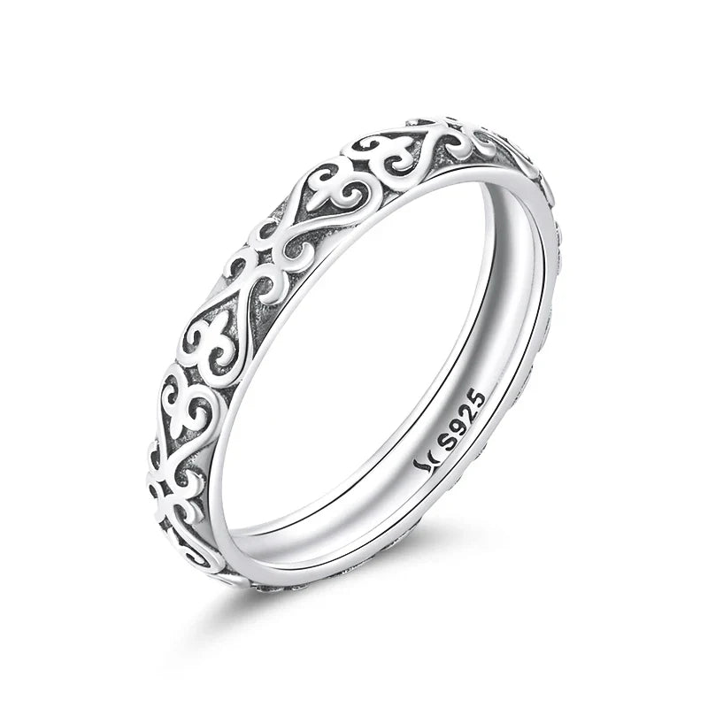 European 925 Sterling Silver Simple Rings For Women Wedding Engagement Heart Rings With Zircon