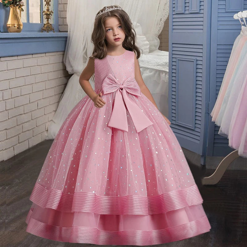 Kids Dress Flower Long Beading Elegant Teenagers Prom Gowns Dresses Girl Party Kid Evening Bridesmaid Princess-Dollar Bargains Online Shopping Australia