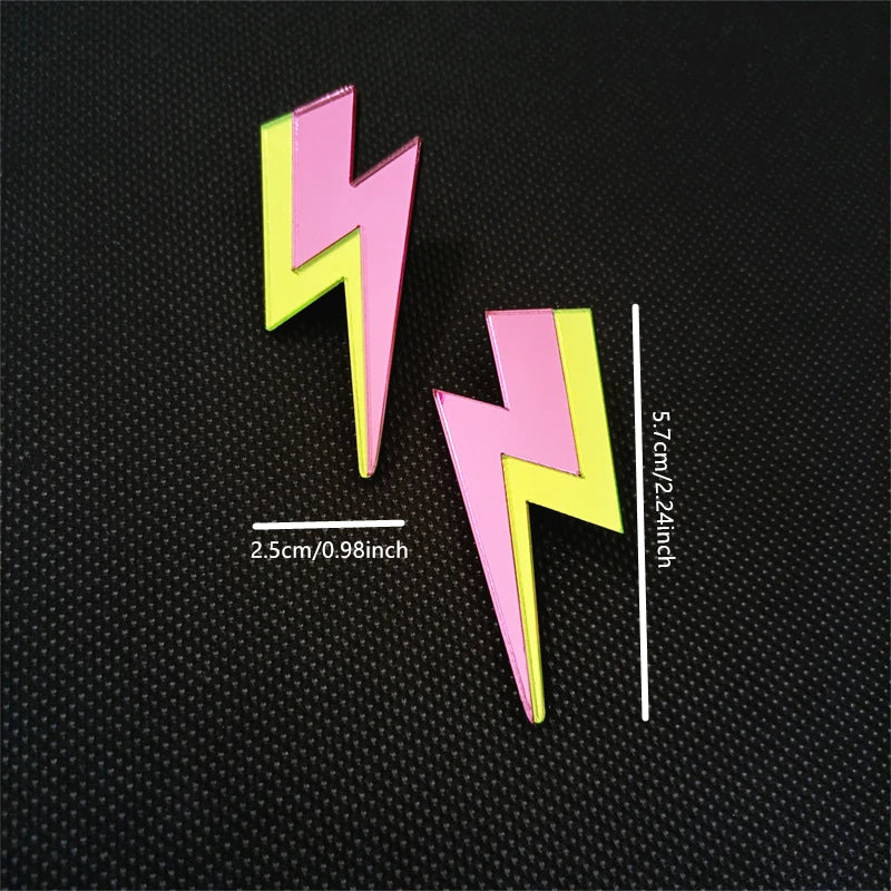Glitter Lightning Acrylic Stud Earrings For Women Multicolor Jewelry Mirror Trendy Fashion Summer Classic Accessories-Dollar Bargains Online Shopping Australia
