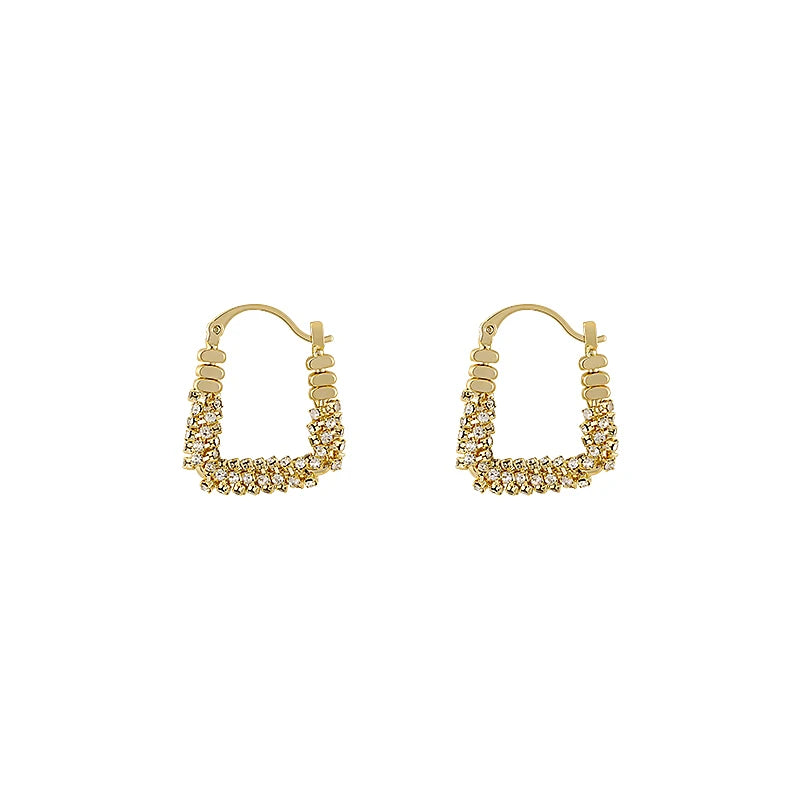 Geometric Irregular Micro Set Zircon Metal Earrings Luxury Ear Accessories Fashion Jewelry-Dollar Bargains Online Shopping Australia