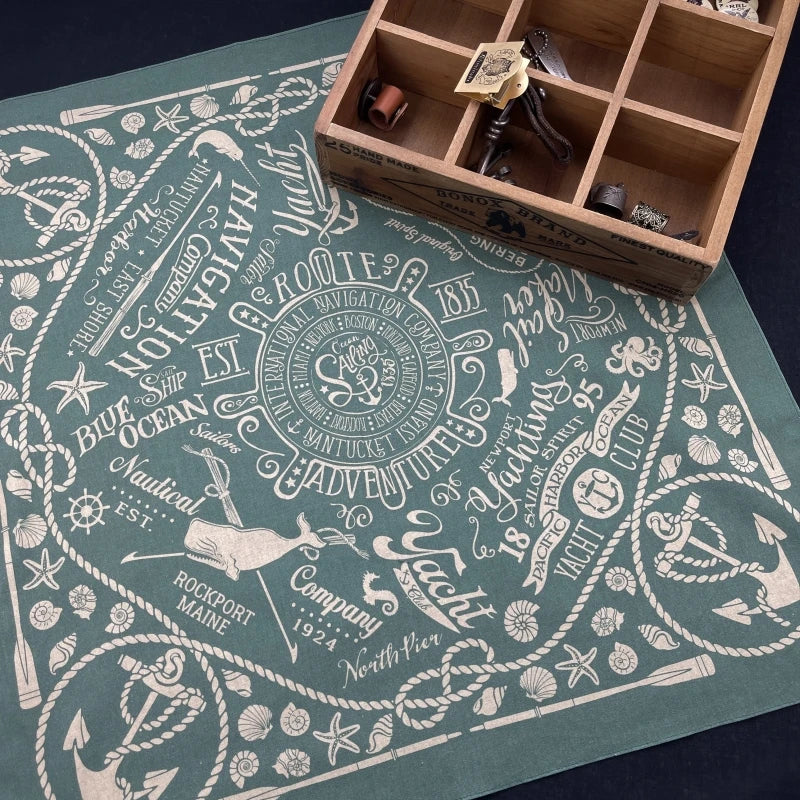 55CM Cotton Vintage Sailor Ocean Anchor Square Hip Hop Printed Bandana Men Women Outdoor Headbands Band Wrist Wraps Scarves-Dollar Bargains Online Shopping Australia