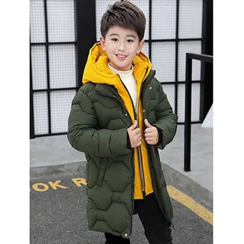 Jacket Autumn Winter Thicken Warm Teenager Kids Jackets Fashion Long Style Zipper Hooded Boys Coat-Dollar Bargains Online Shopping Australia