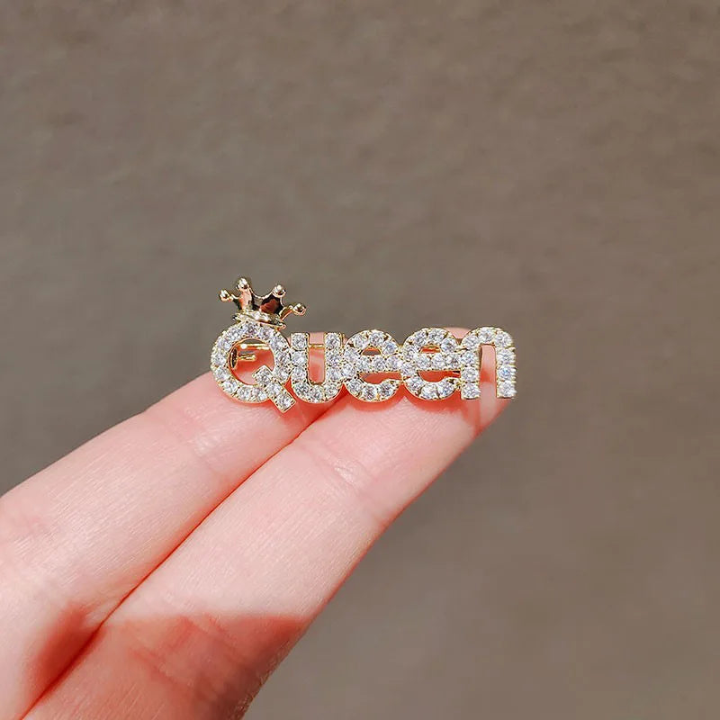 Rhinestone Queen Brooches For Women Crown Letters Party Office Brooch Pins-Dollar Bargains Online Shopping Australia