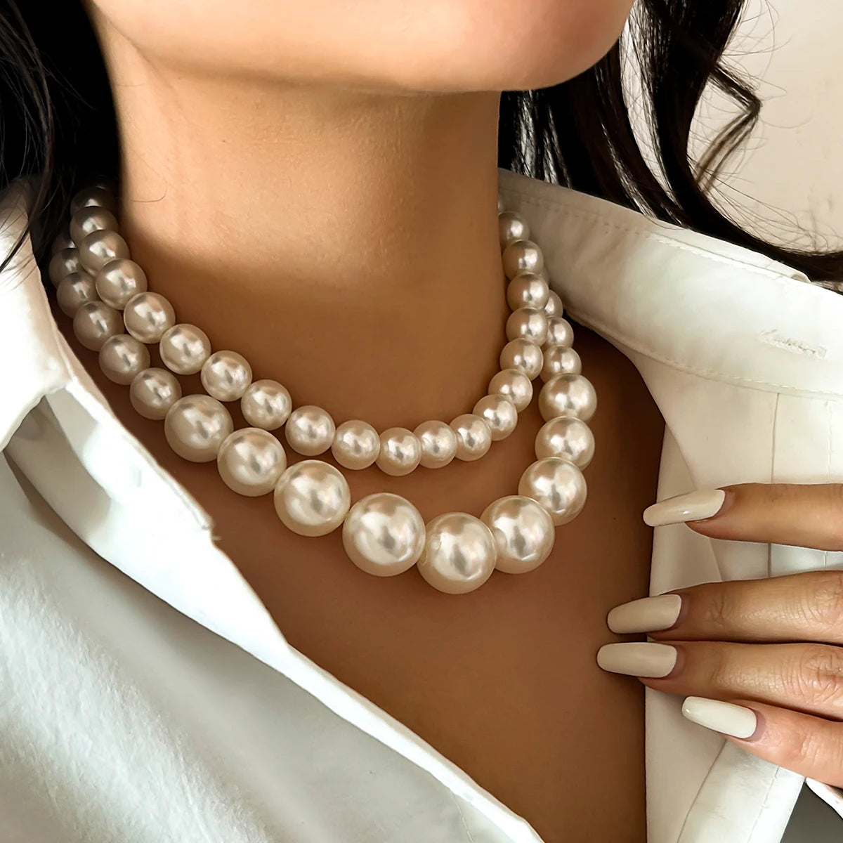 2pcs/set Imitation Pearl Beaded Choker Necklaces Collar Wedding Bridal Party Jewelry Gift-Dollar Bargains Online Shopping Australia