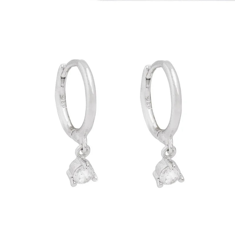 2PC Stainless Steel Little Huggies Hoop Earrings For Women Tiny Crystal Zirconia Pendant Cartilage Earrings Piercing Jewelry-Dollar Bargains Online Shopping Australia