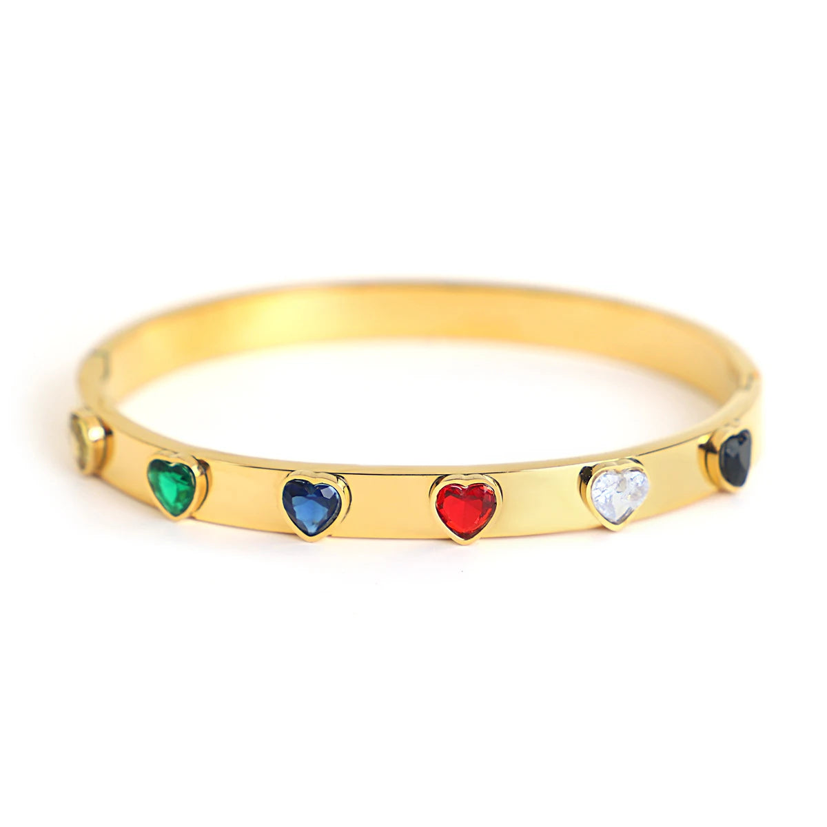 Chic Green Zircon Stainless Steel Bangle Bracelets for Women Charm Texture Simple Gold Color Accessories-Dollar Bargains Online Shopping Australia