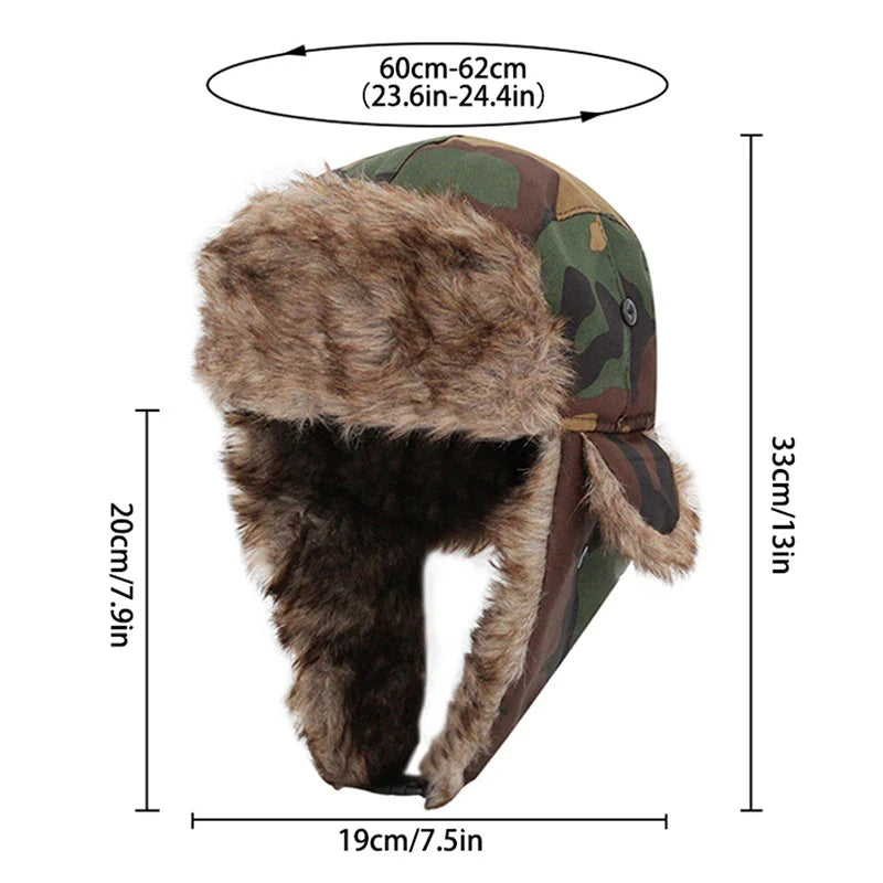 Earflap Hat Lei Feng Hat Camouflage Warm Winter Elderly Hat Cap Thick Flaps Ski Hat Colorful Fashion Unisex Warm Outdoor