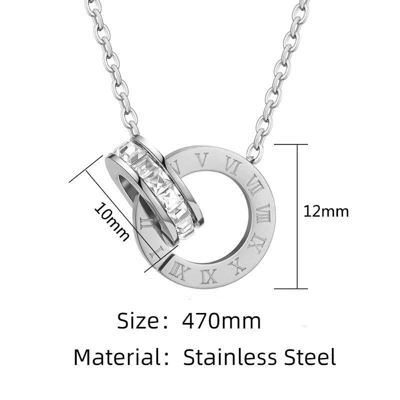 PAXA Classic Roman Numeral Crystal Stainless Steel Earrings Necklace for Women Luxury Elegant Fashion Wedding Party Jewelry Gift-Dollar Bargains Online Shopping Australia