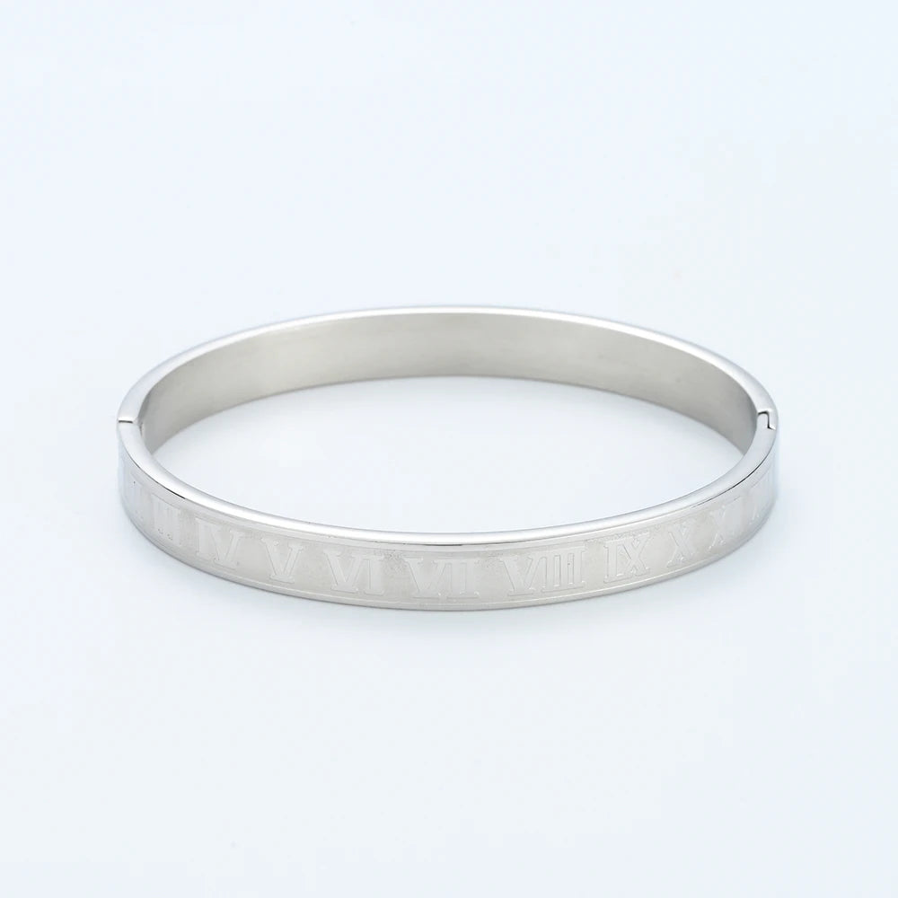 Luxury Stainless Steel Roman Numeral Man Bracelet Women Hand Bangle Jewelry Couple Gifts-Dollar Bargains Online Shopping Australia