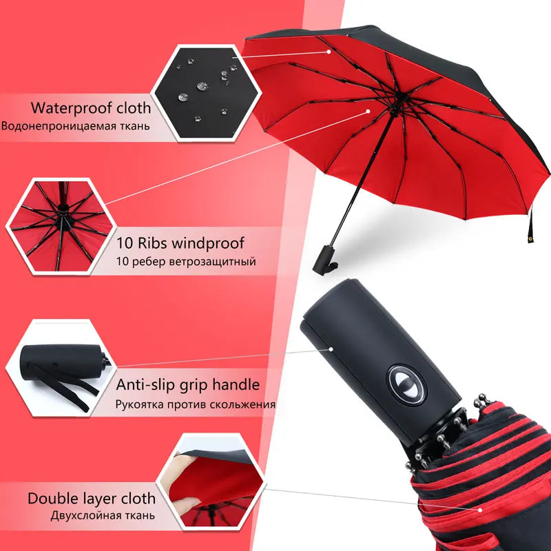 Windproof Double Layer Resistant Umbrella Fully Automatic Rain Men Women 10K Strong Luxury Business Male Large Umbrellas Parasol-Dollar Bargains Online Shopping Australia