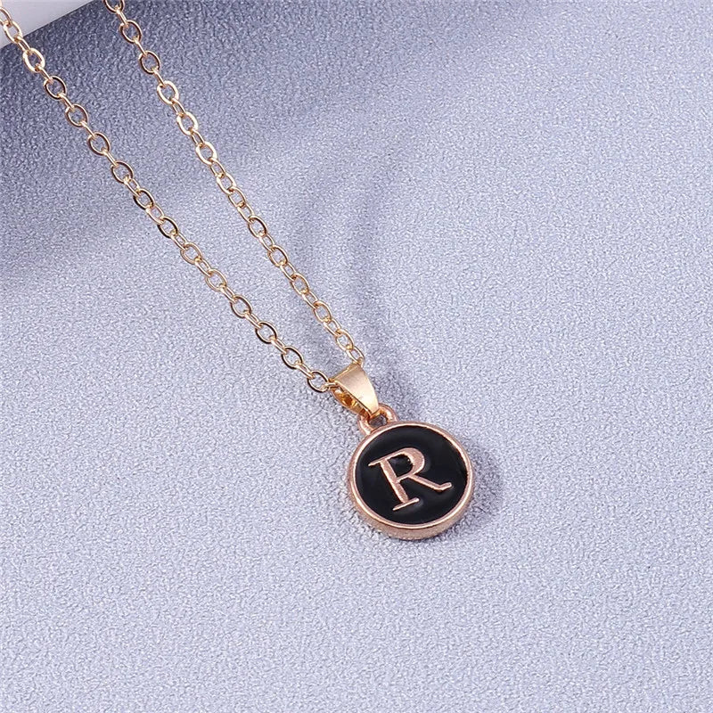 Name Initials Letter Pendant Necklace Enamel A-Z Alphabet Necklaces Girls Birthday Gifts Jewelry Accessories-Dollar Bargains Online Shopping Australia