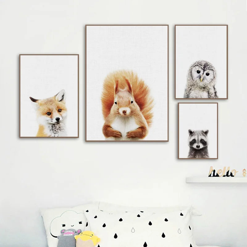 Baby Room Animal Wall Canvas Painting Elephant Giraffe Bear Wall Art Prints Picture Nordic Art Poster for Kid Room Nursery Decor-Dollar Bargains Online Shopping Australia