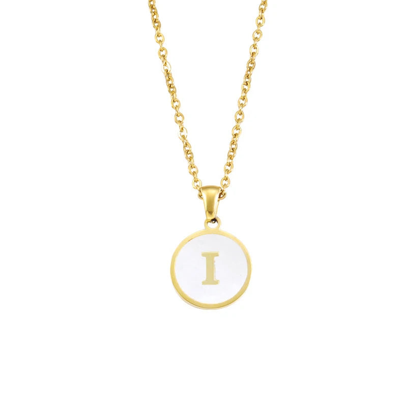 Minimalist Initial Enamel White A-Z Pendant Letter Alphabet Personalize Pendant Necklace for Women Men Jewelry Gift-Dollar Bargains Online Shopping Australia