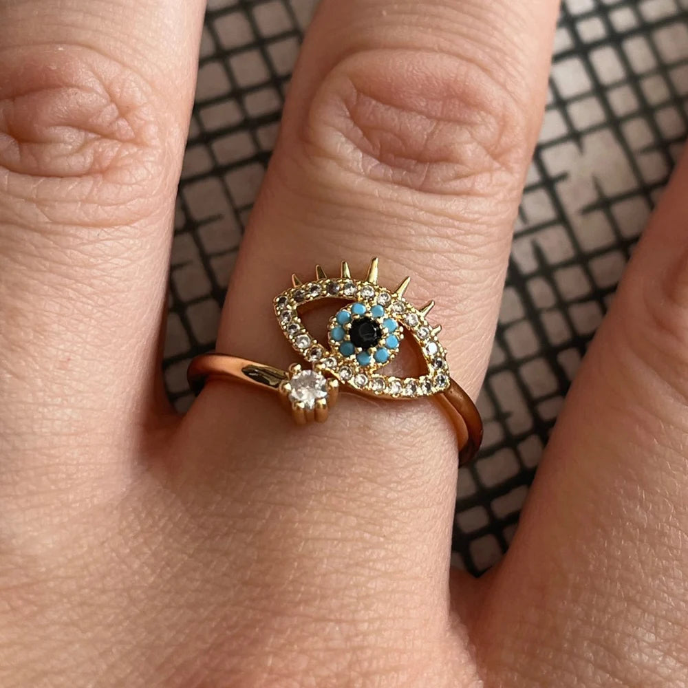 Lucky Turkish Evil Eye Rings For Women Opening Stainless Steel Ring Luxury Wedding Couple Jewelry anillos mujer-Dollar Bargains Online Shopping Australia