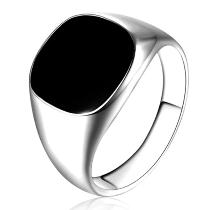 Metal Glossy Rings for Men Geometric Width Signet Square Finger Punk Style Fashion Ring Jewelry Accessories-Dollar Bargains Online Shopping Australia