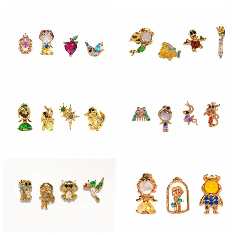 4pcs Fairy Cute Animal Comb Princess Stud Earrings Set Fashion Zircon Crystal Women Girls Gift Jewelry-Dollar Bargains Online Shopping Australia