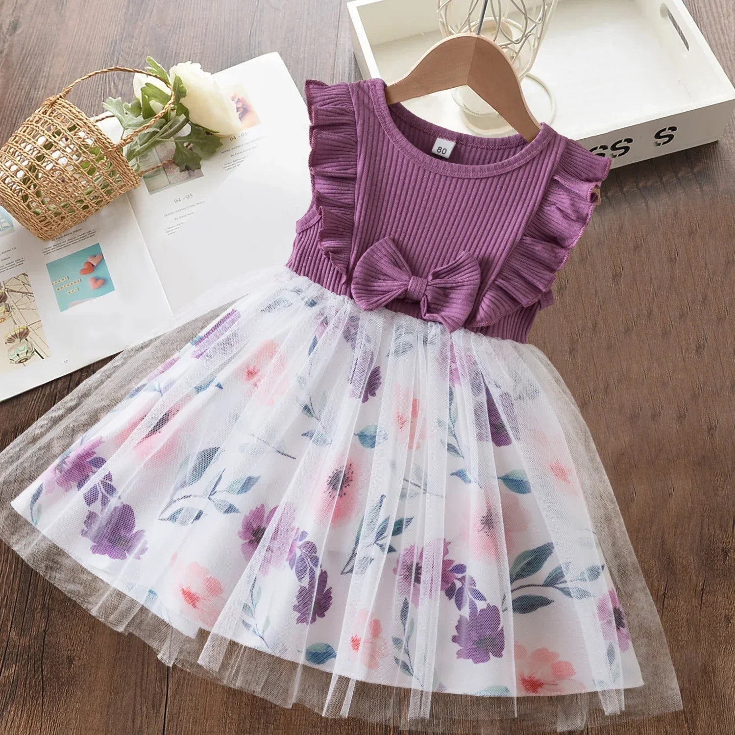 Butterfly Mesh Flying Sleeve Dress Girls Dresses Girls Summer Casual Wear Children's Clothes-Dollar Bargains Online Shopping Australia