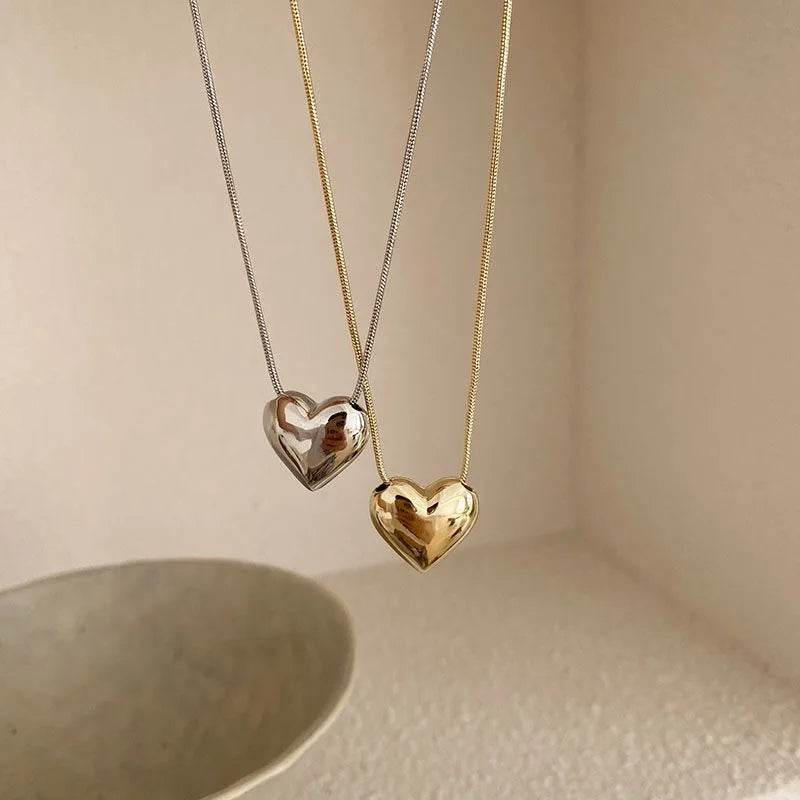Love Heart Pendant Necklace For Women Men Personality Simple Design Thin Chain Choker Necklaces Jewelry-Dollar Bargains Online Shopping Australia