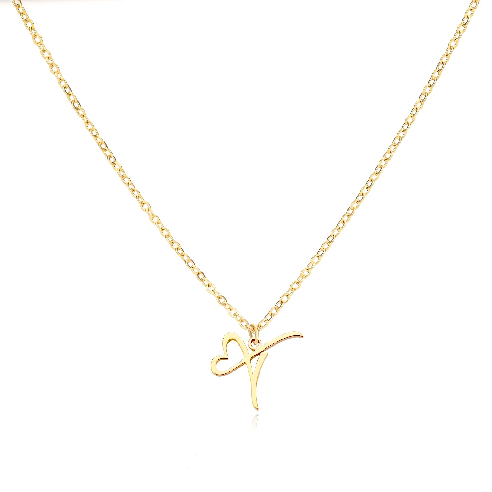 Heart Initial Letter Necklace for Women Gold Color Stainless Steel Necklace Jewelry Wedding Birthday-Dollar Bargains Online Shopping Australia