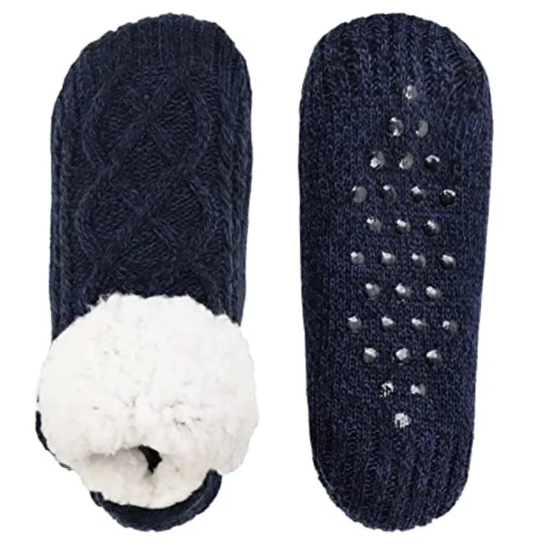 Women Knitted Slipper Socks Cozy Fuzzy Socks Non Slip Socks Winter Indoor Double Layer Bedroom Slipper Socks-Dollar Bargains Online Shopping Australia