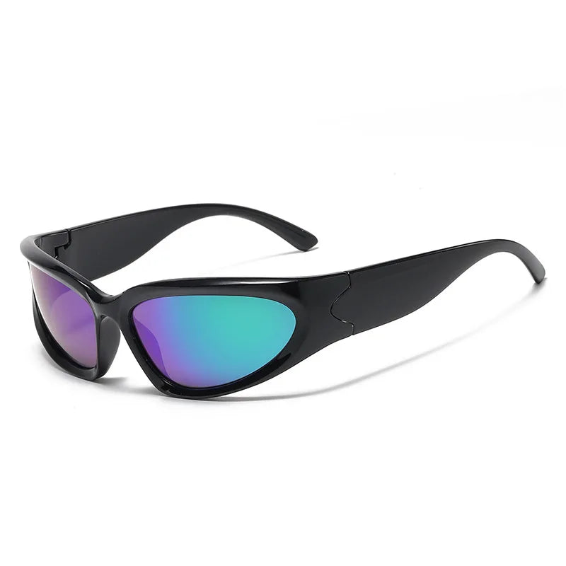 Fashion Wrap Around Cyber Y2K Sunglasses Women Silver Oval Shades Sports Cycling Sun Glasses Aesthetic Eyewear for Men Outdoor-Dollar Bargains Online Shopping Australia