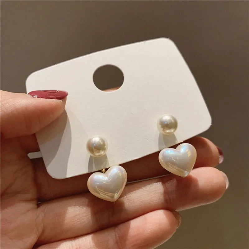 925 Silver Needle Korean Fashion Imitation Pear Earrings For Women Jewelry Luxury Women's Heart Stud Earrings-Dollar Bargains Online Shopping Australia