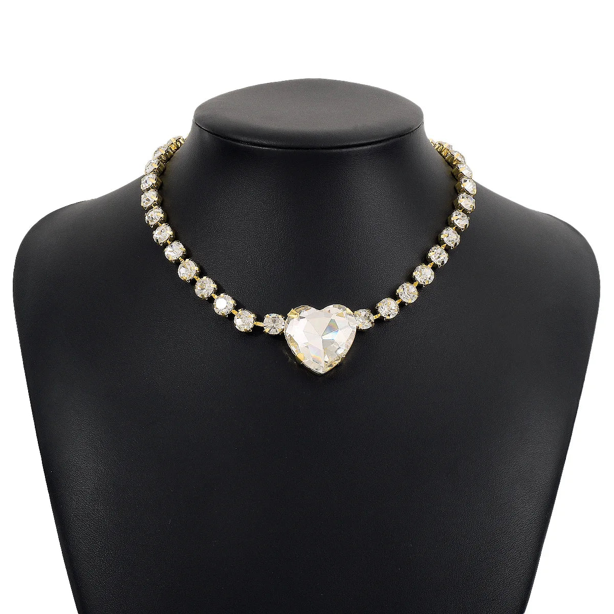 Romantic Crystal Heart Choker Necklace For Women Elegant Party Wedding Statement Necklace Fashion Jewelry Girls-Dollar Bargains Online Shopping Australia