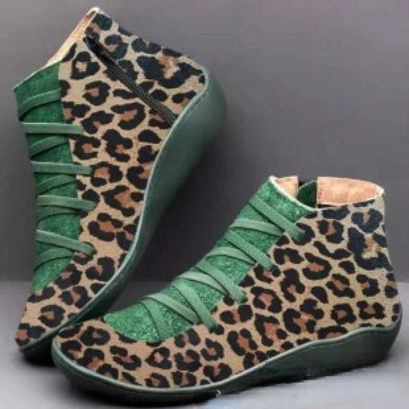 Ankle Boots Casual Women Winter Boots Leopard Print Wedges Flat Booties Warm-Dollar Bargains Online Shopping Australia