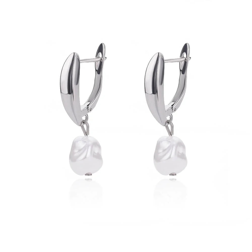 Circle Earrings For Women Vintage Punk Baroque Pearl Earrings Stainless Steel Ear Clip Women Jewelry Imitation Pearl-Dollar Bargains Online Shopping Australia