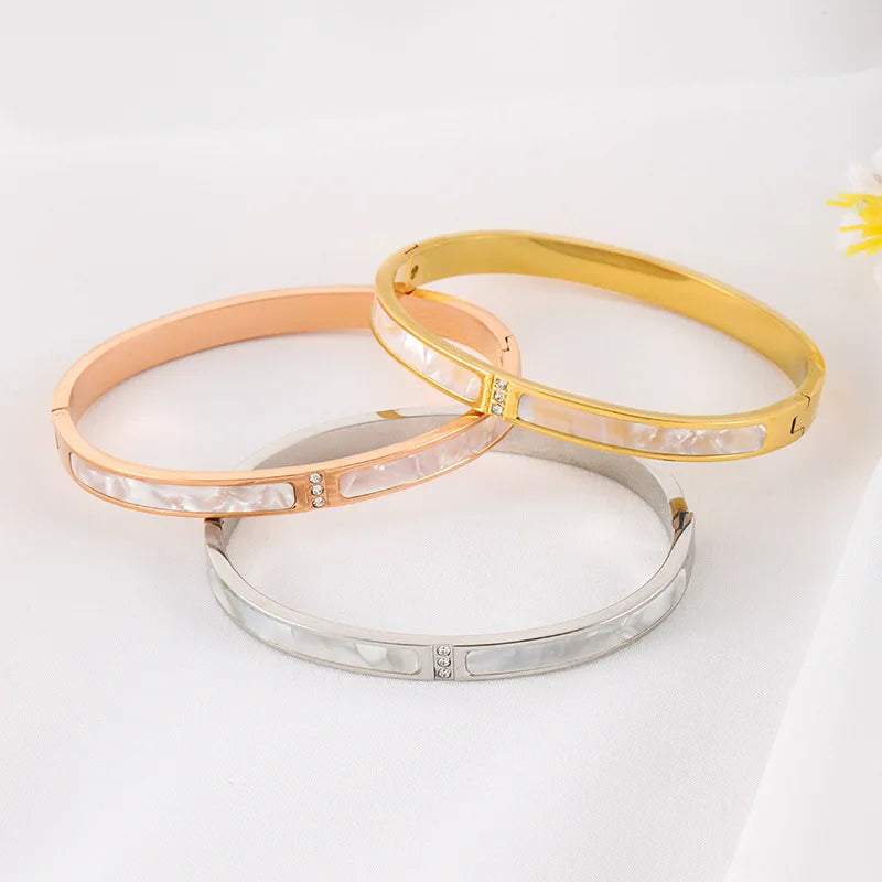 Classic Design Shell Zircon Bracelets & Bangle For Women Luxury Brand Wedding Jewelry Titanium Steel-Dollar Bargains Online Shopping Australia