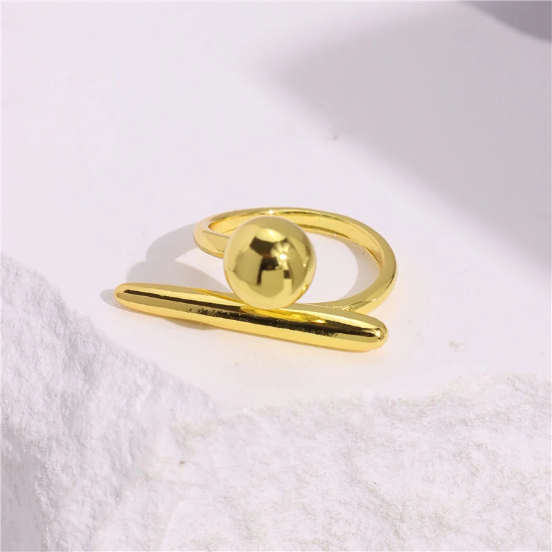 Glossy Wide Version Gold Color Plated Exaggerated Metal Rings Open Adjustable Ring for Women Men Jewelry-Dollar Bargains Online Shopping Australia