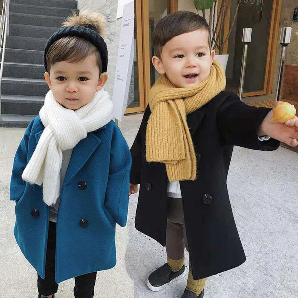 Bear Leader Baby Boys Woolen Jacket Long Double Breasted Warm Infant Toddler Lapel Tweed Coat 2023 Autumn Winter Outerwear Coats-Dollar Bargains Online Shopping Australia