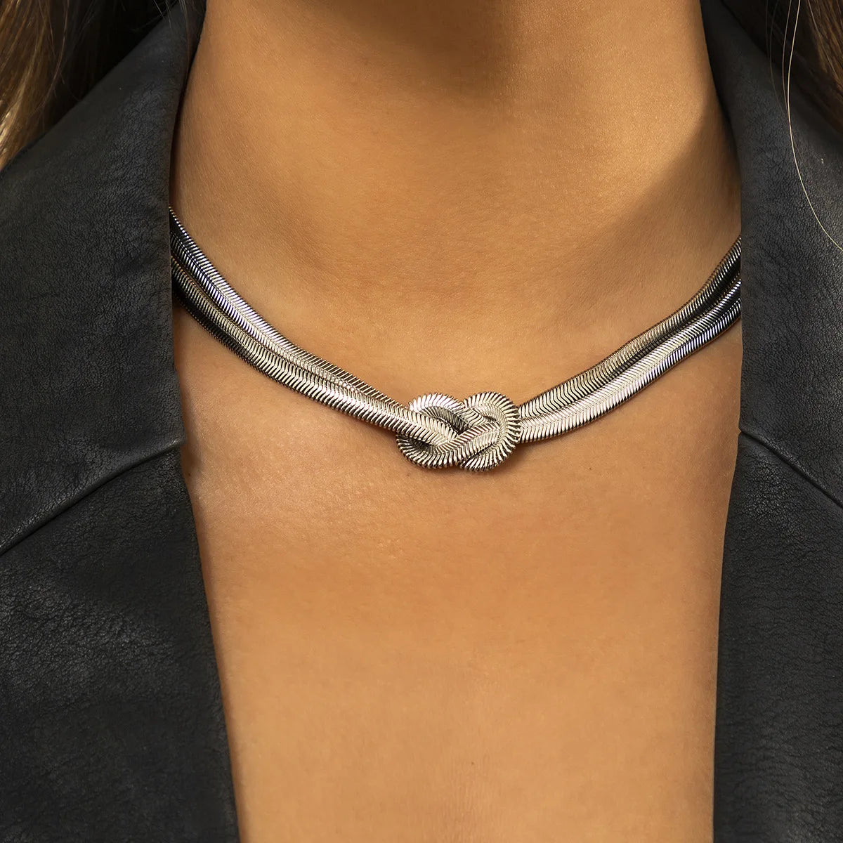 Gold Thick Necklace Women Neck Chains Twist Knot Choker Party Punk Geometric Clavicle Collar-Dollar Bargains Online Shopping Australia