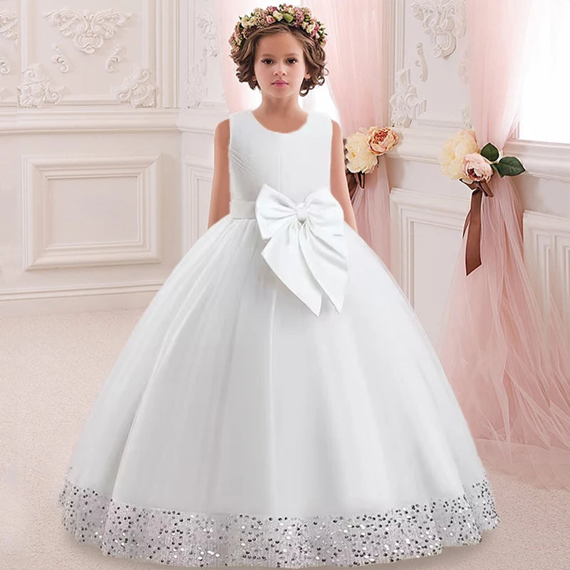 Kids Dress Flower Long Beading Elegant Teenagers Prom Gowns Dresses Girl Party Kid Evening Bridesmaid Princess-Dollar Bargains Online Shopping Australia