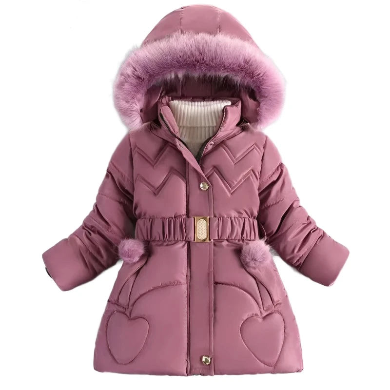 Girls Coat Keep Warm Thicken Kids Jacket Hooded Zipper Fur Collar Princess Outerwear Children's Clothing-Dollar Bargains Online Shopping Australia