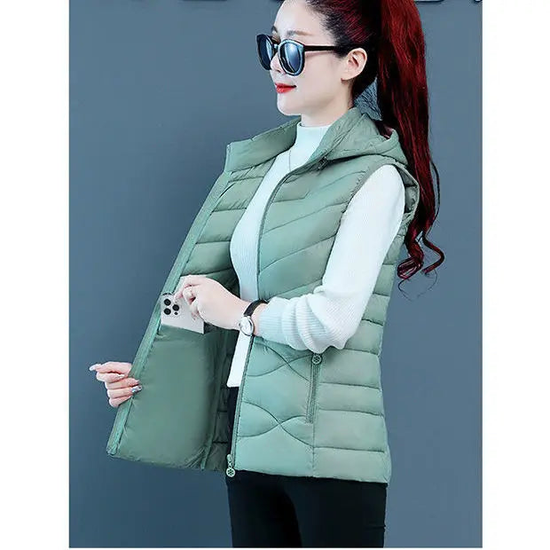 Woman Vest Autumn Winter Warm Down Cotton Vests Female Thick Removable Hooded Waistcoat Women's Sleeveless Jacket Vest Coat-Dollar Bargains Online Shopping Australia
