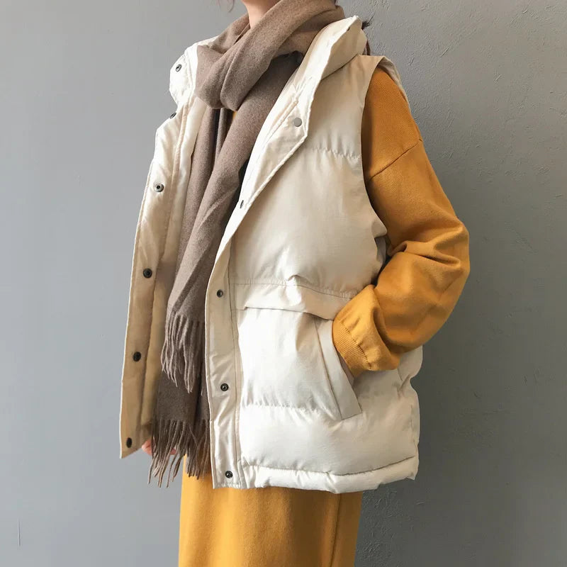 Elegant Cotton Warm Vest Female Students Streetwear Loose Sleeveless Parkas Vest Women-Dollar Bargains Online Shopping Australia