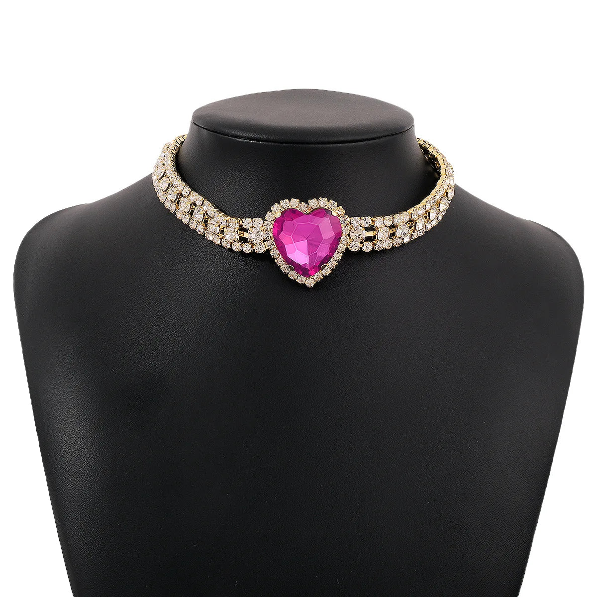 Romantic Crystal Heart Choker Necklace For Women Elegant Party Wedding Statement Necklace Fashion Jewelry Girls-Dollar Bargains Online Shopping Australia