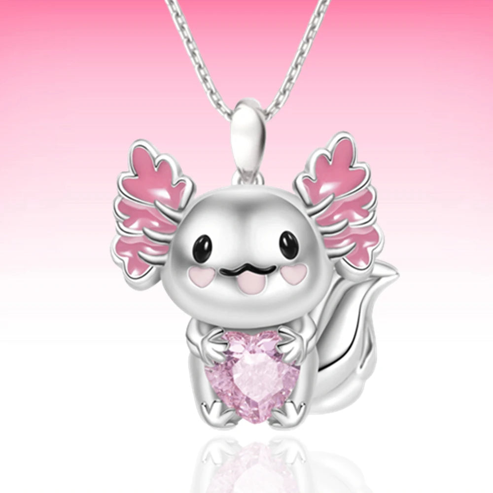 Cute Axolotl Cartoon Pendant Necklace Lady's Fashion Lady Animal Jewelry Exquisite Girl Pendant Love Party Fun Birthday Gift-Dollar Bargains Online Shopping Australia