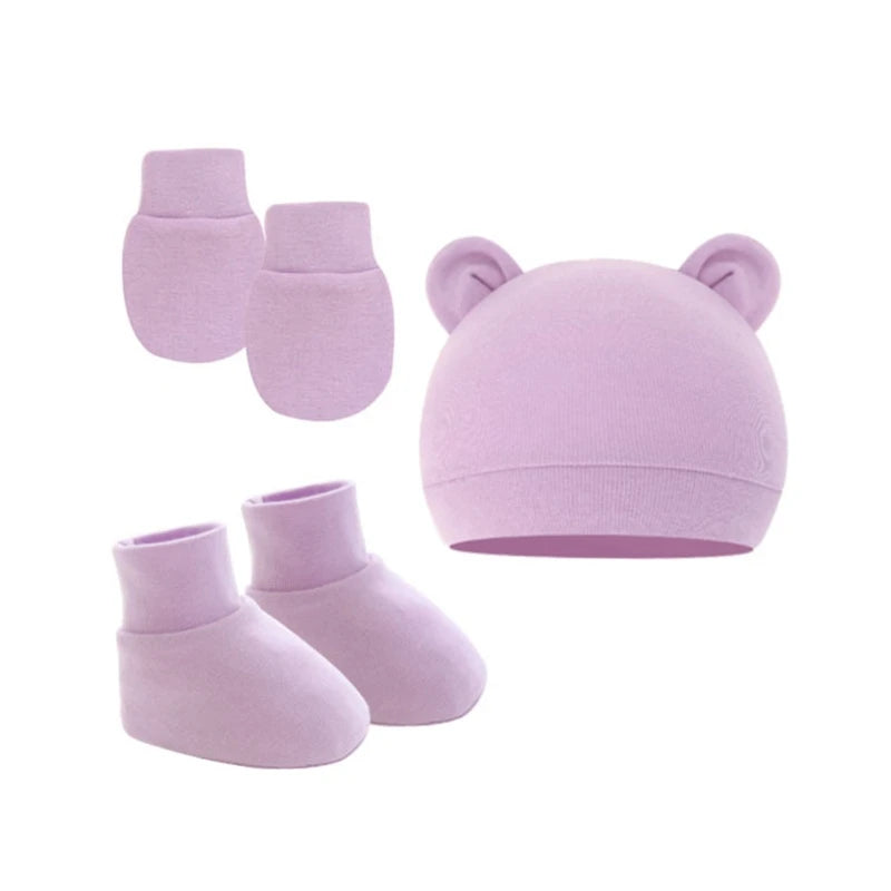 Newborn Hat Gloves Socks Set for Baby Boy Girl Cotton Fall Casual Photography Props Soft Headwear Infant Nightcap-Dollar Bargains Online Shopping Australia