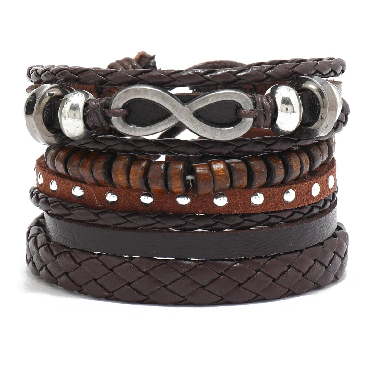 Trendy Compass Man Leather Bracelets set Black Hand Woven Bracelet for Men 4pcs/set DIY Male Jewelry Gift New Pulsera Hombre-Dollar Bargains Online Shopping Australia