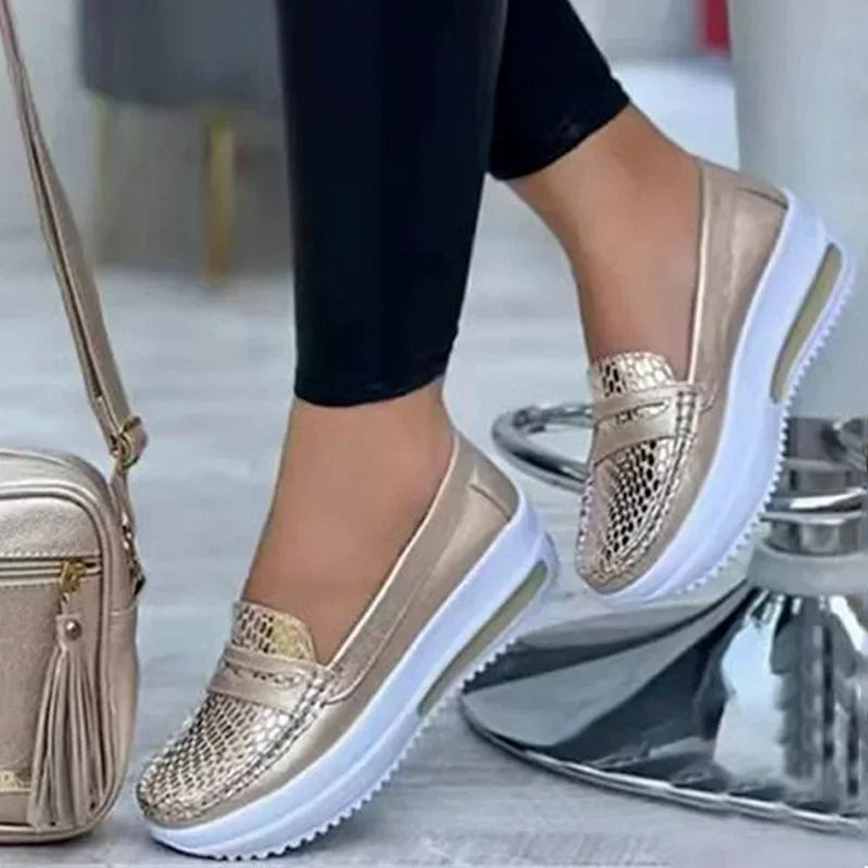 Luxury Designer Women Fashion Loafers Breathable Slip-On Vulcanized Shoes Casual Wedge Heel Lightweight Woman Sneakers-Dollar Bargains Online Shopping Australia