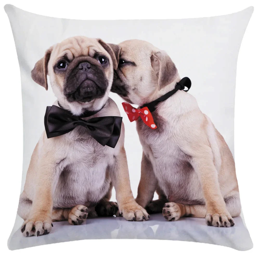 Pug Bulldog Print Cushion Cover Pets Dog Pillowcase For Home Sofa Decoration Polyester Lumbar Pillow Case Gift-Dollar Bargains Online Shopping Australia